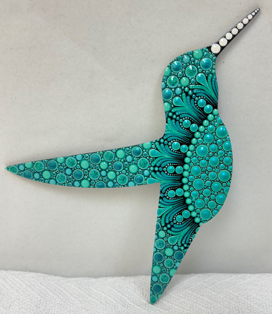 8" Teal Hummingbird Wall Decor