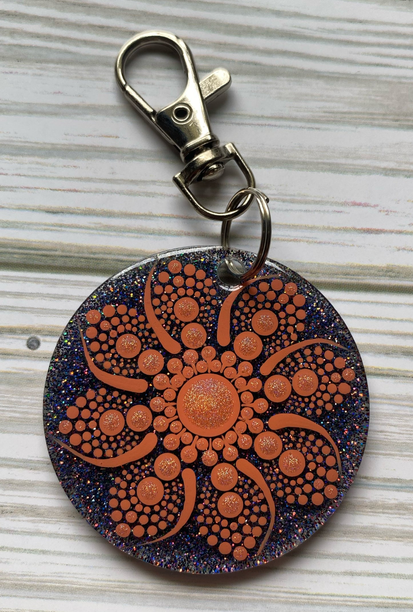 Coral Glitter Keychain