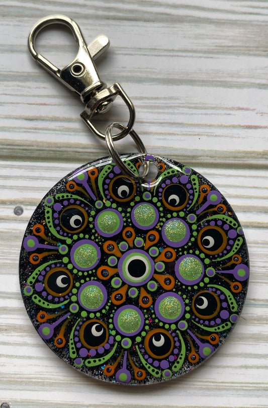 Green, Orange & Purple Glitter Keychain