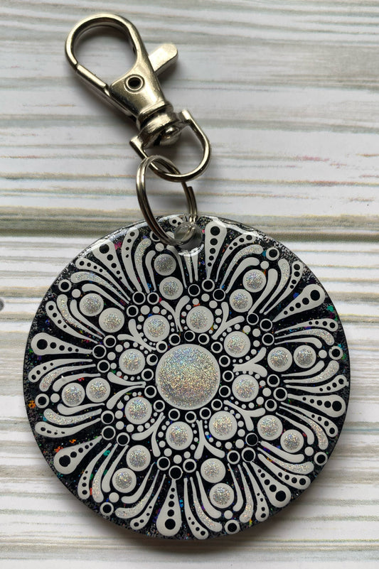 White Glitter Keychain