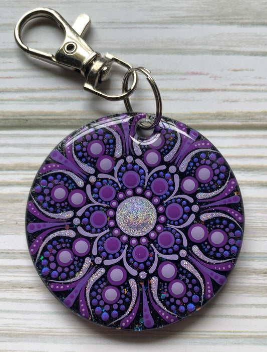 Purple Glitter Keychain