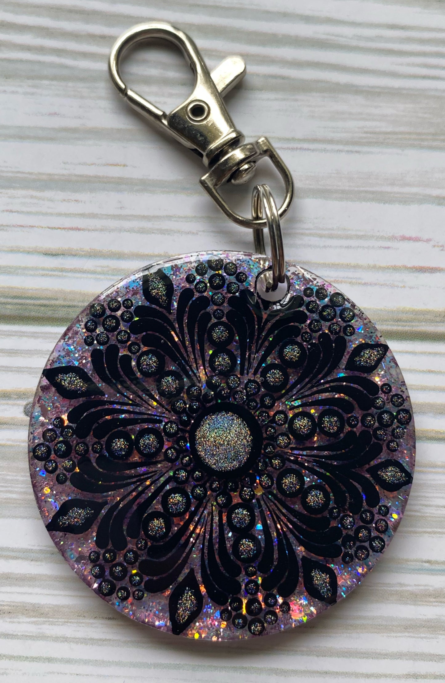 Black Glitter Keychain