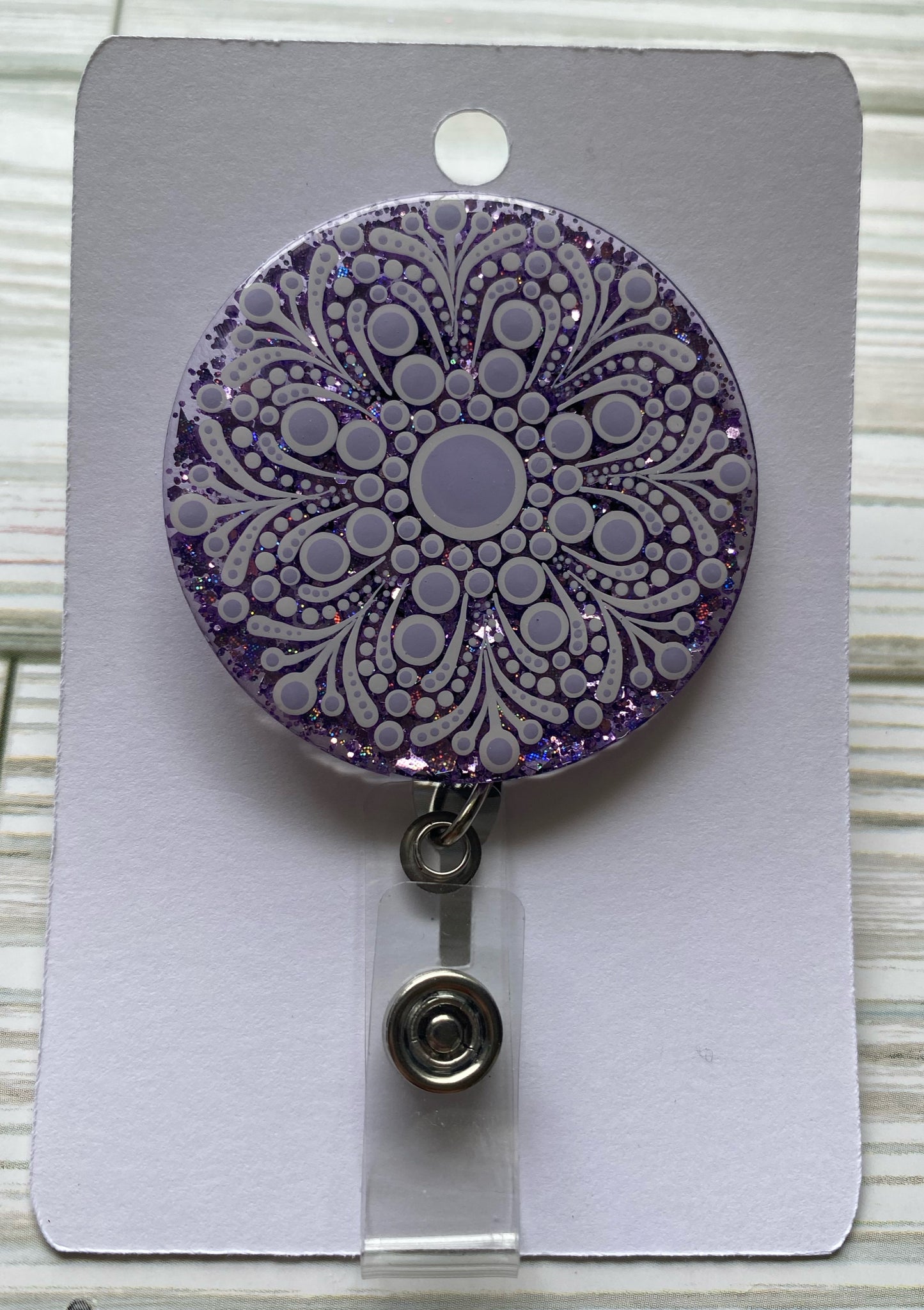 Purple & White Glitter Badge Reel