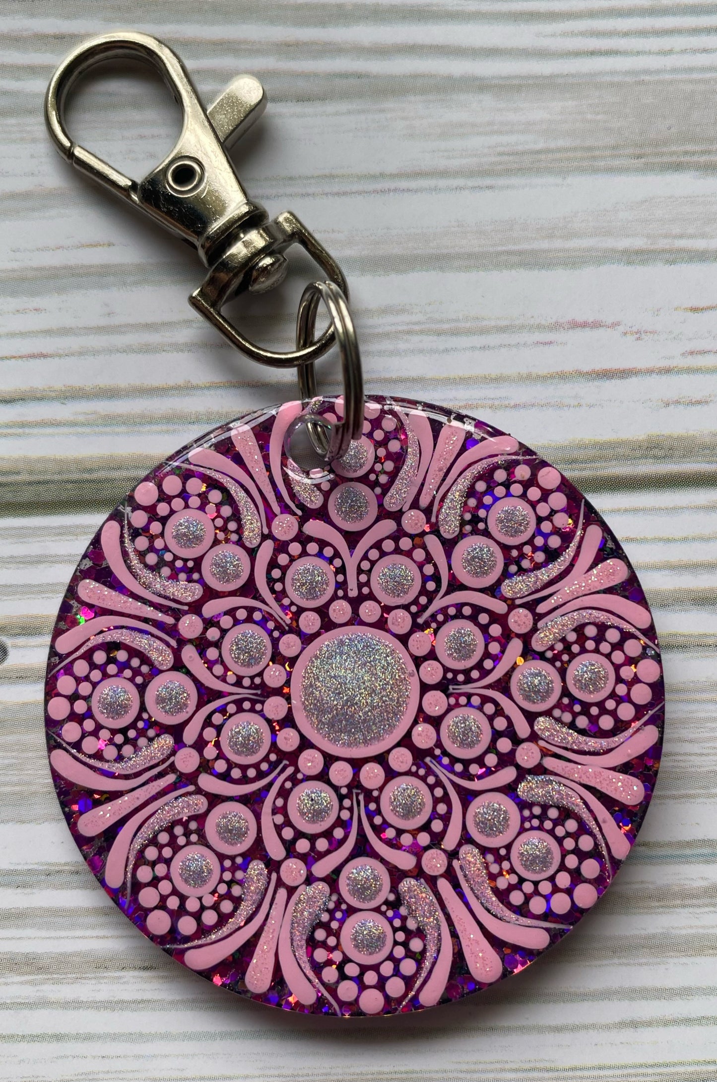 Pink Glitter Keychain