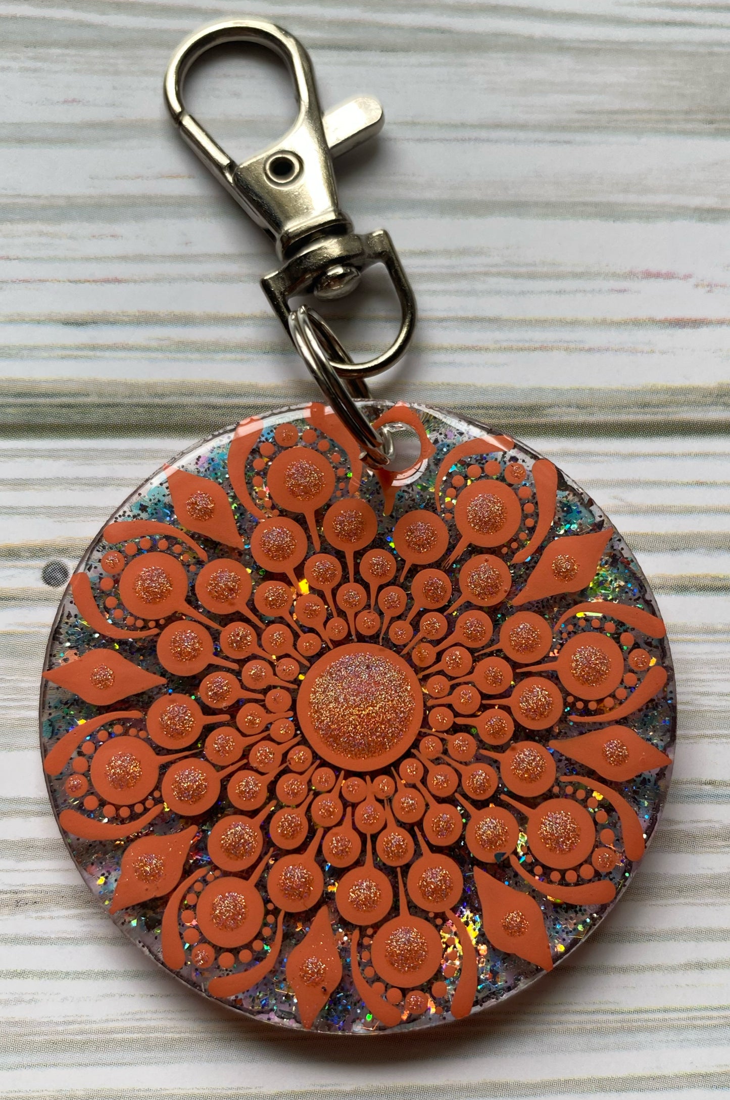 Orange Glitter Keychain