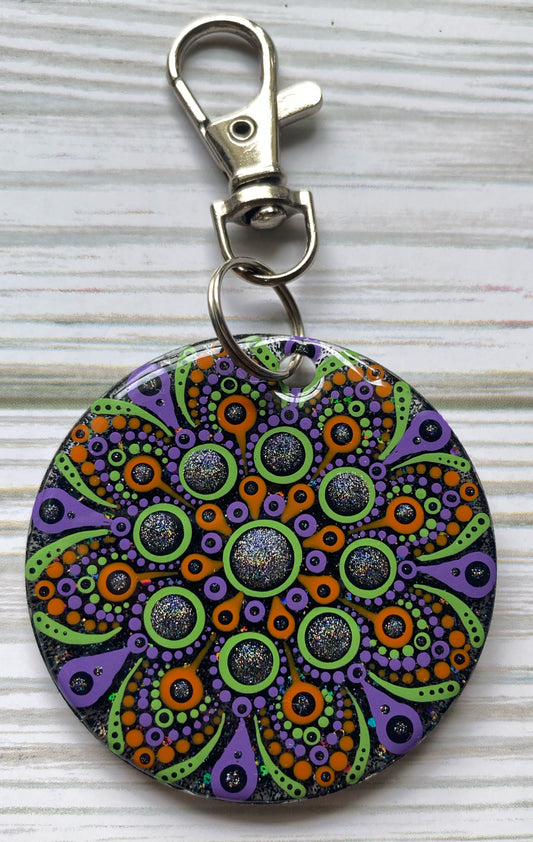 Green, Orange & Purple Glitter Keychain