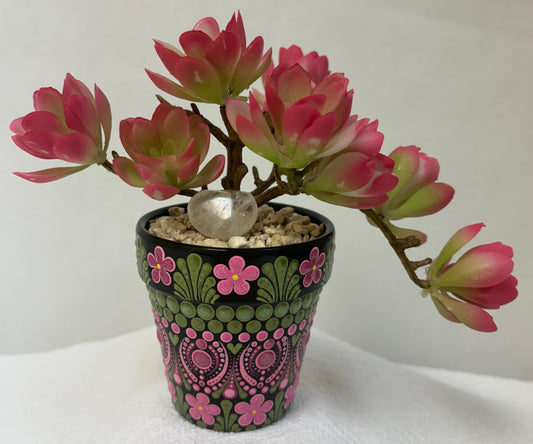 Pink Quartz Floral Pots