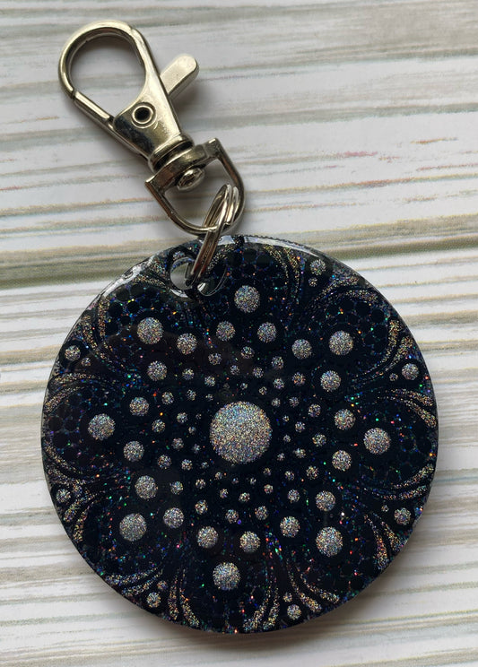 Black Glitter Keychain