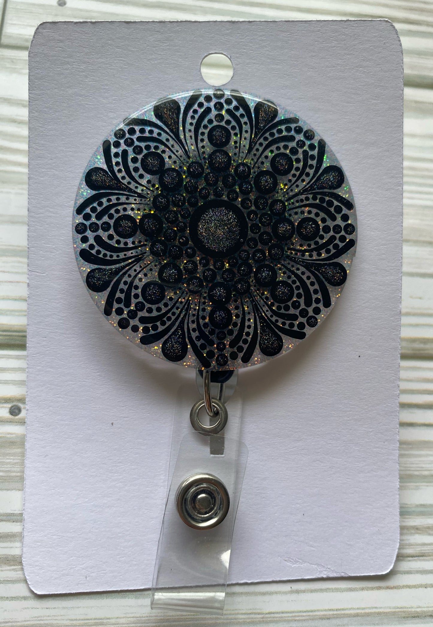 Black Glitter Badge Reel