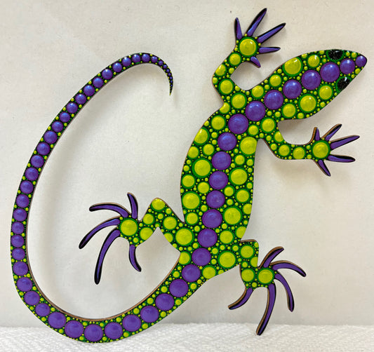 8" Green & Purple Lizard Wall Decor