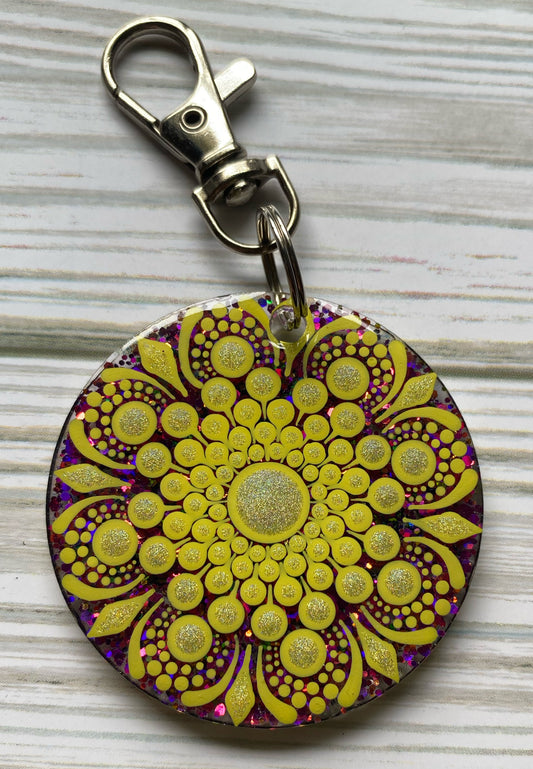 Yellow Glitter Keychain