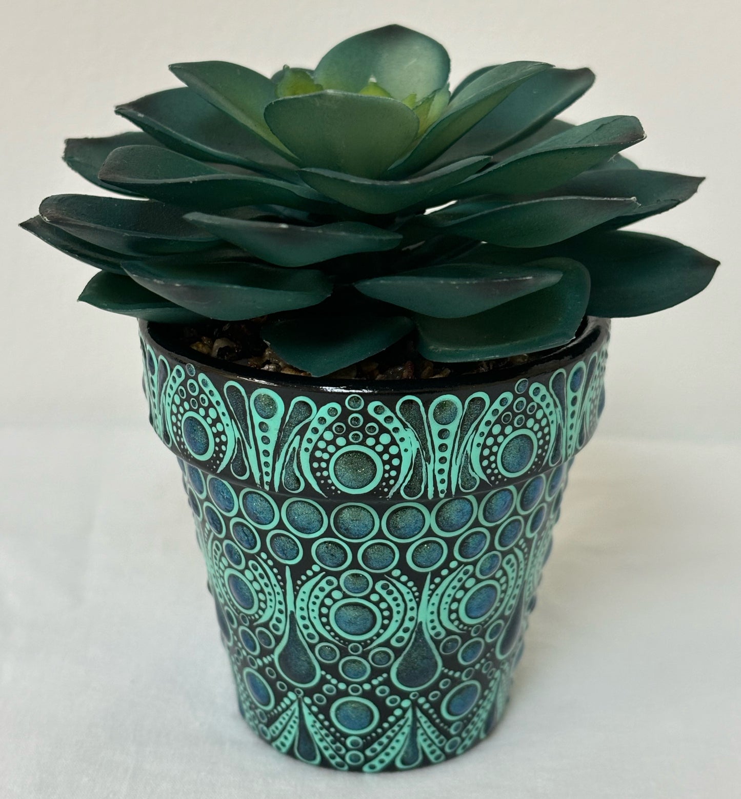 Teal Floral Pots