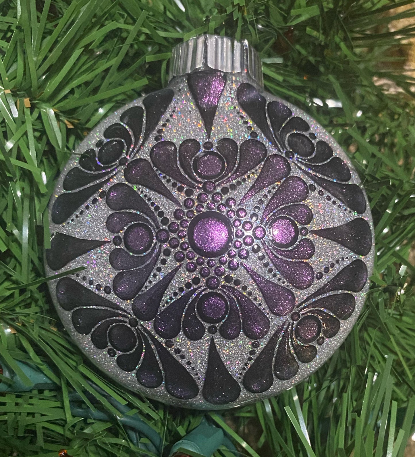 3" Dark Green to Purple Color Shift Glitter Ornament