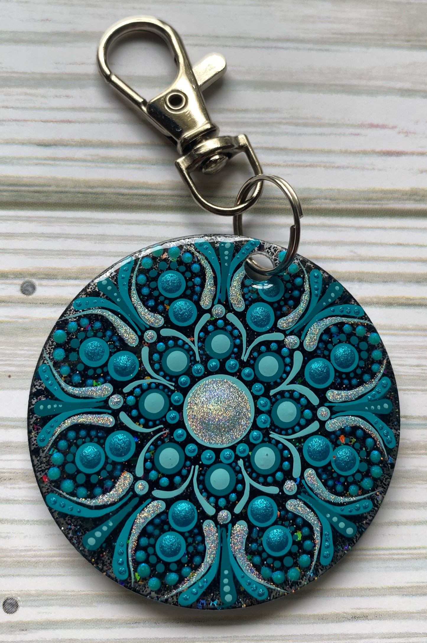 Teal Glitter Keychain