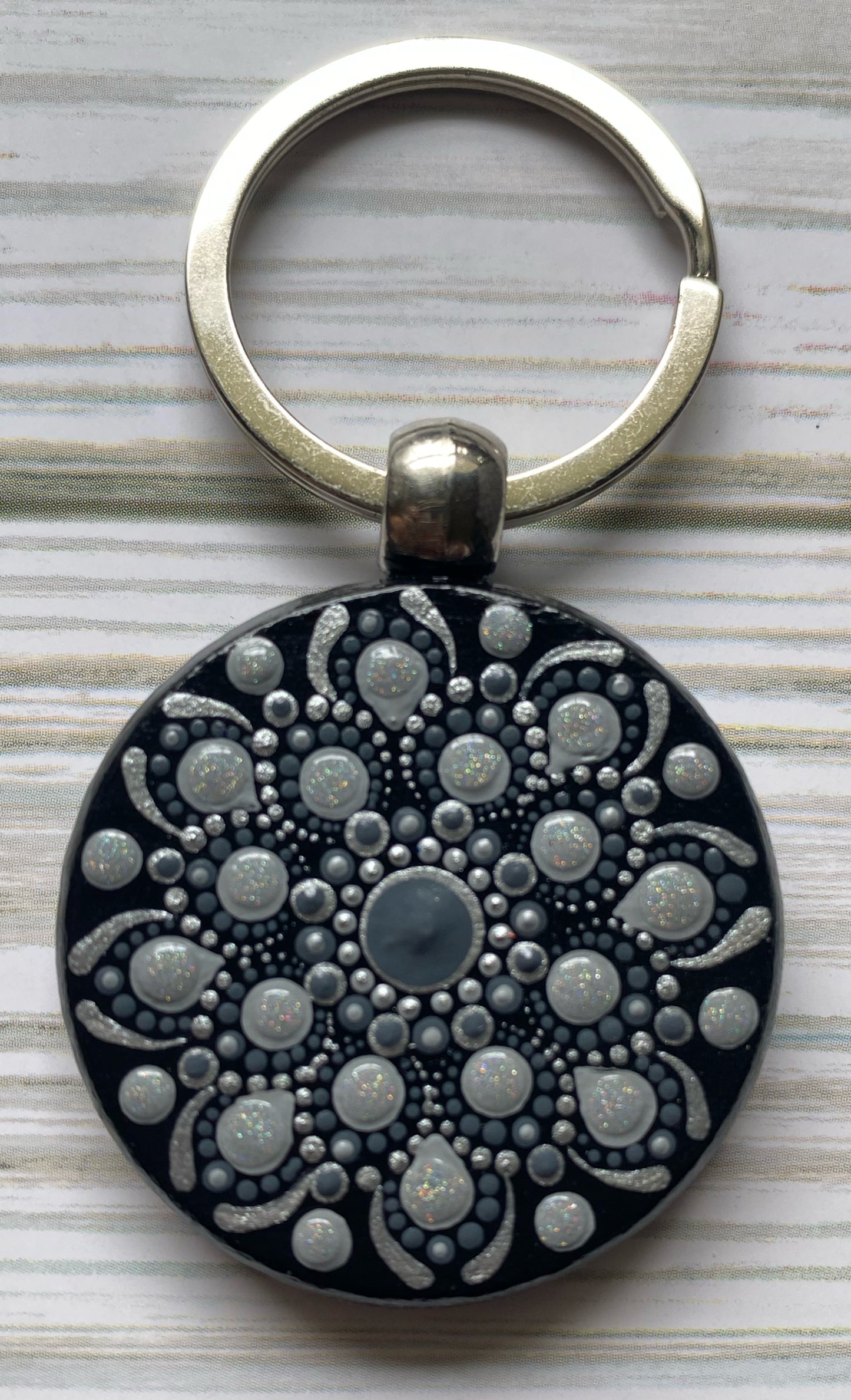 Gray Wood Keychain