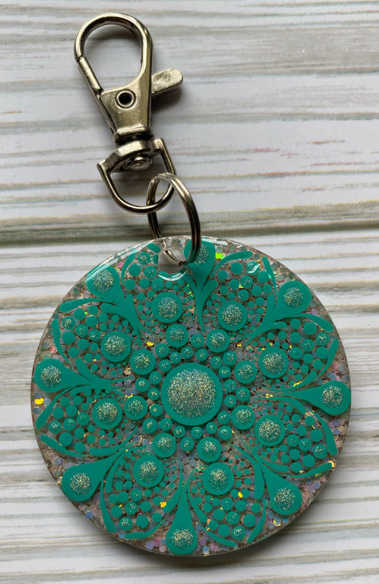 Teal Glitter Keychain