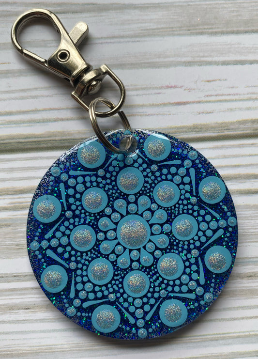 Blue Glitter Keychain