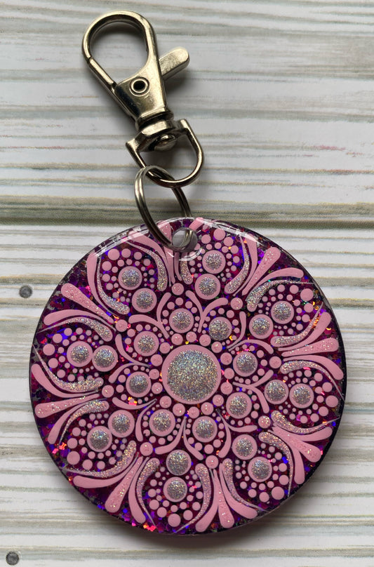 Pink Glitter Keychain