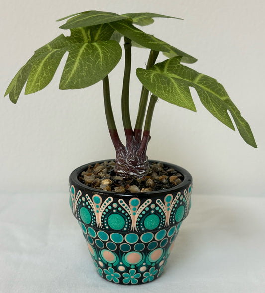 Teal & Tan Floral Pots