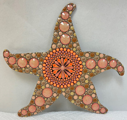 8" Tan & Coral Starfish Wall Decor