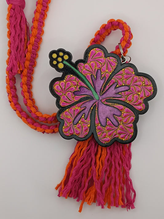 Pink & Orange Hibiscus Car Charm
