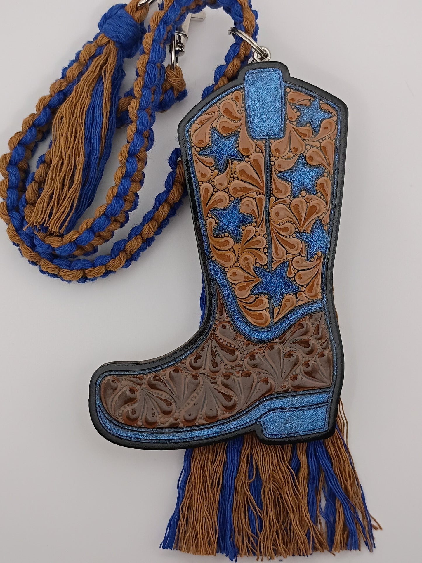 Dark Blue Colorshift Cowboy Boot Car Charm