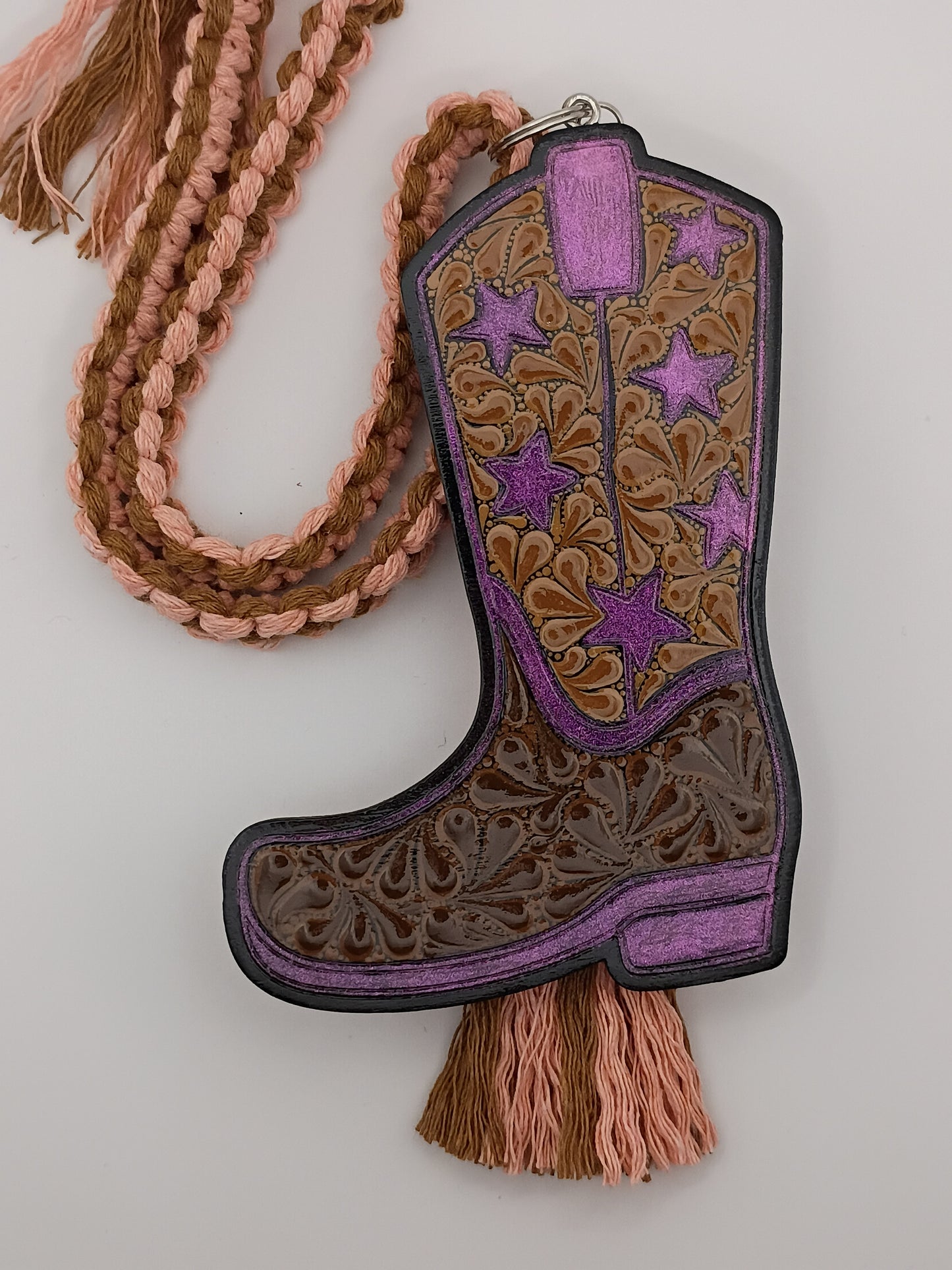 Pink Colorshift Cowboy Boot Car Charm