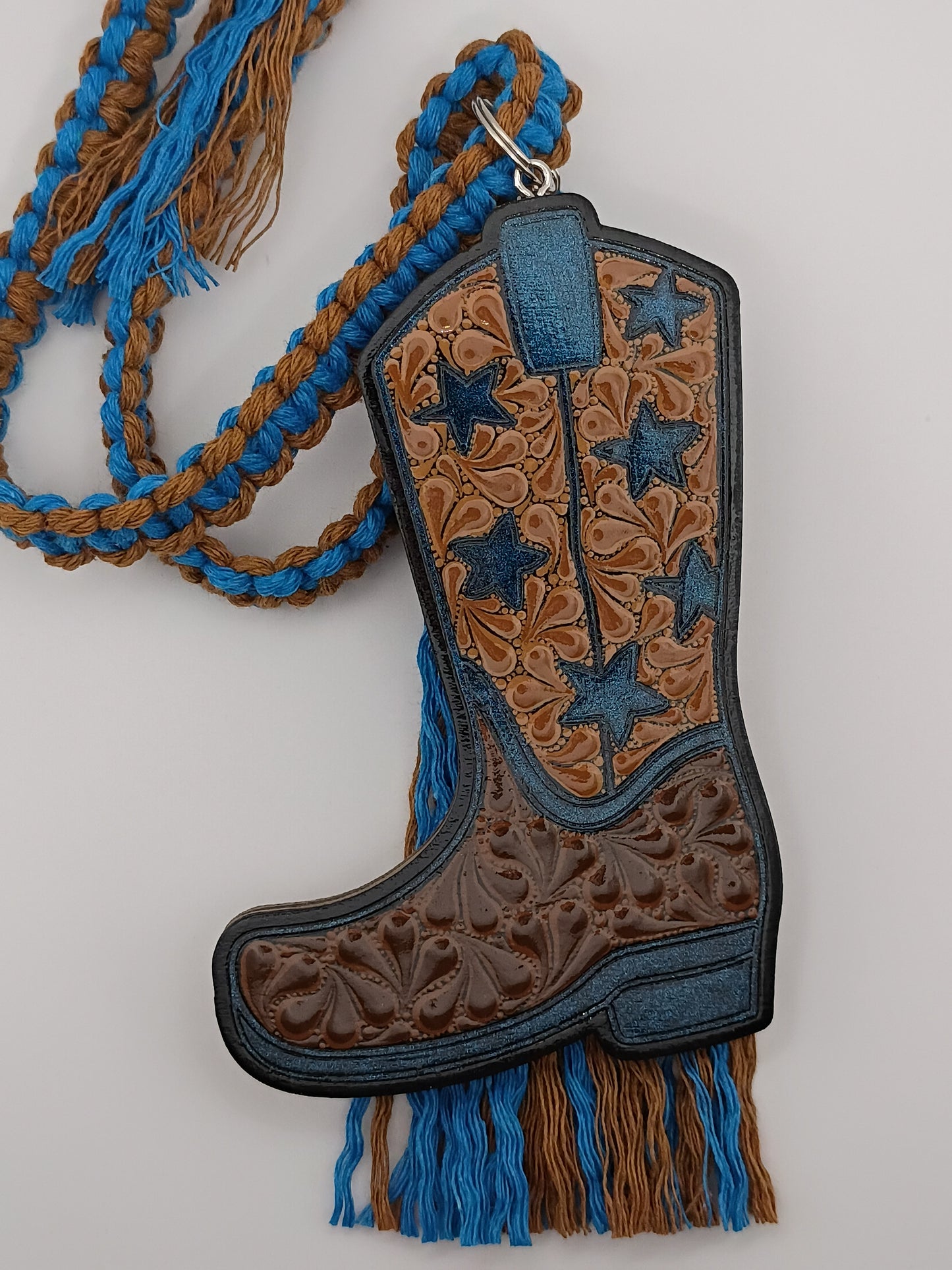 Blue Color Shift Cowboy Boot Car Charm