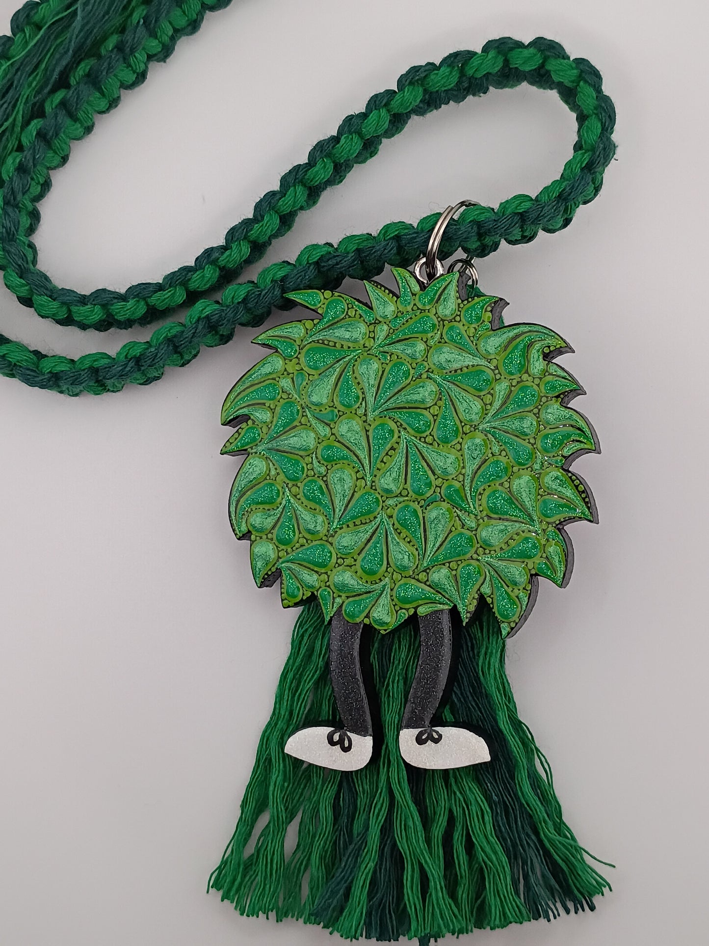 Green Fuzzy Ball Monster Car Charm