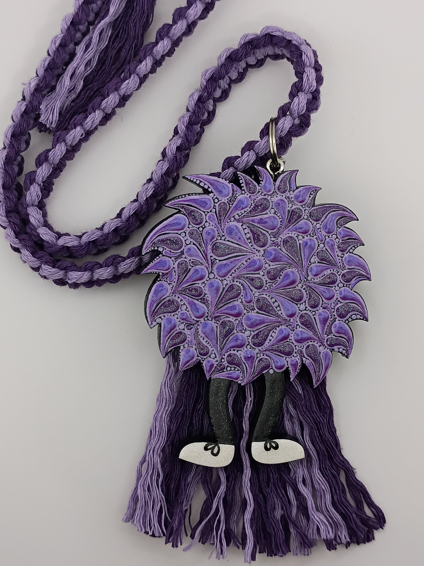 Purple Fuzzy Ball Monster Car Charm