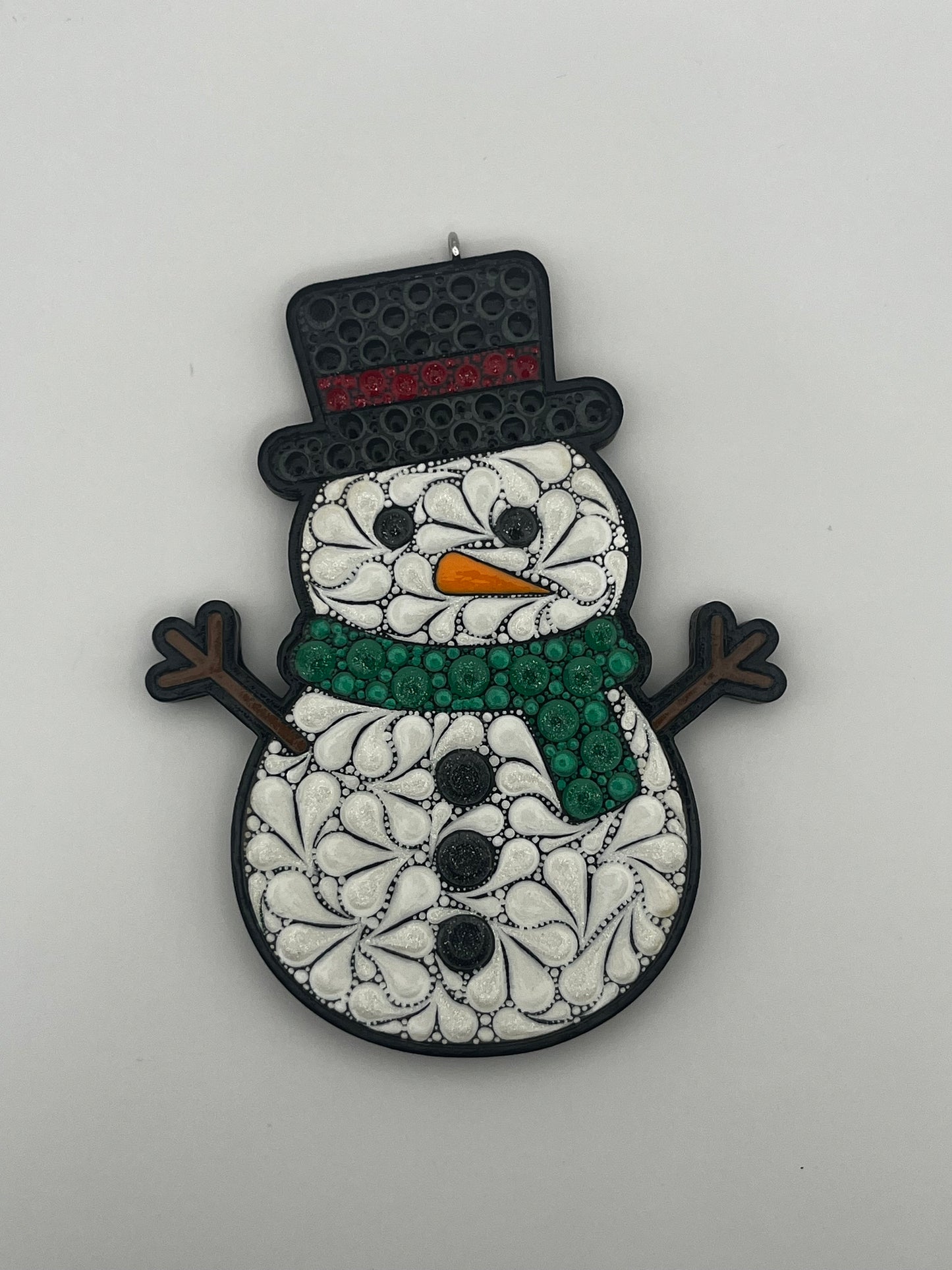 4" Green Snowman Ornament