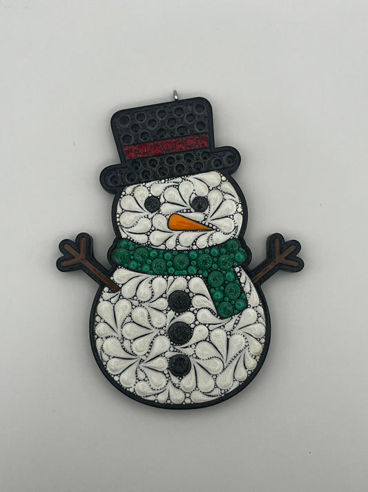 4" Green Snowman Ornament