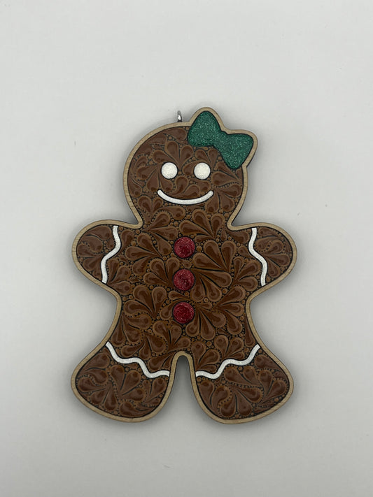 4" Red & Green Gingerbread Women Ornament