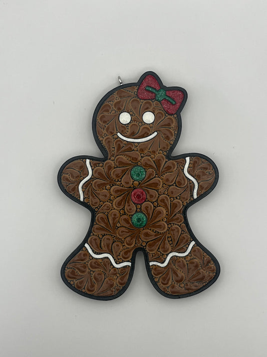 4" Red & Green Gingerbread Women Ornament